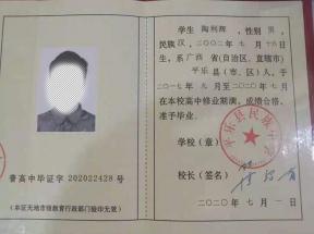 廣西崇左2008年高中畢業(yè)證圖片